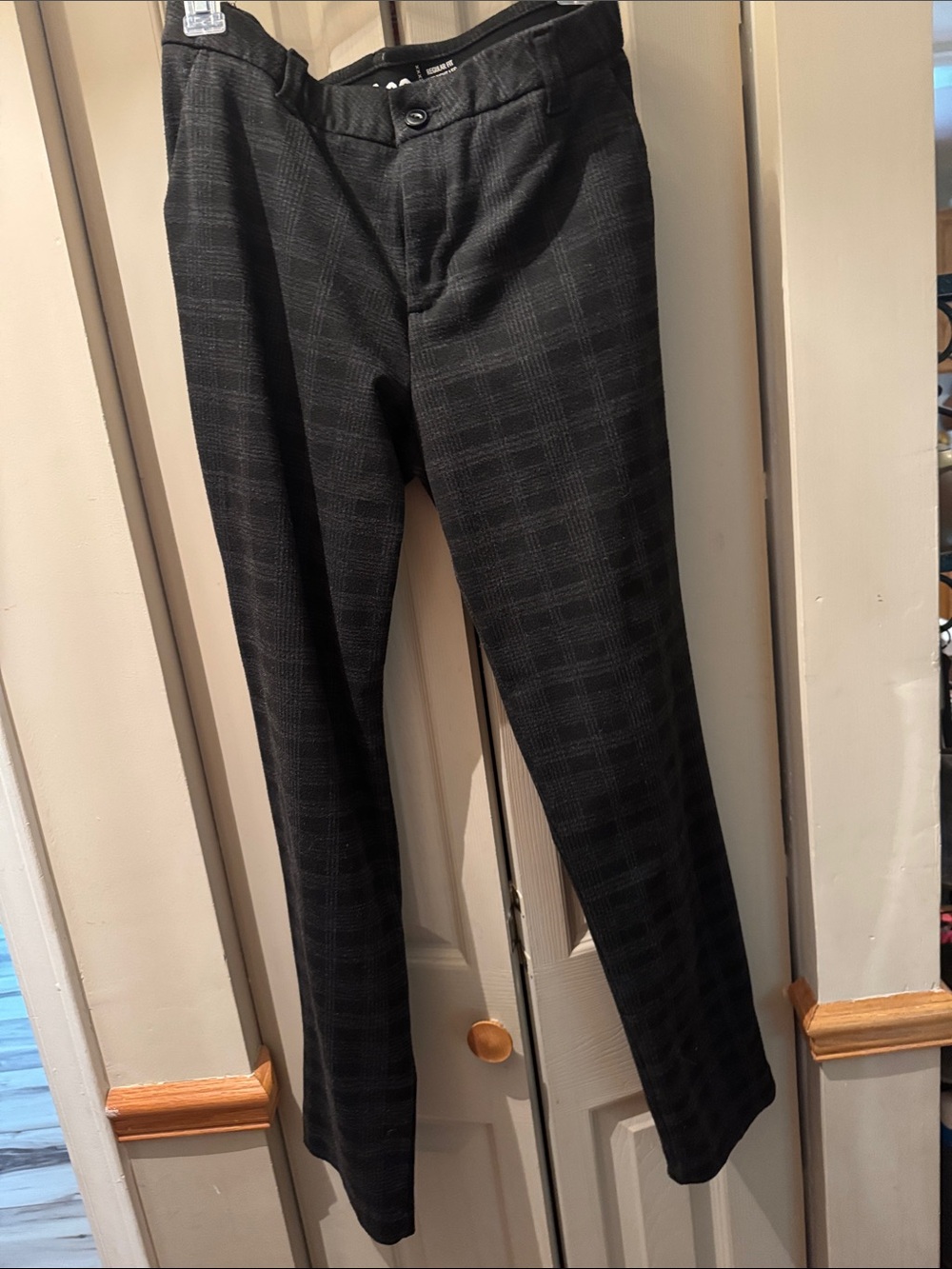 Lee Womens Black Plaid Dress Pants